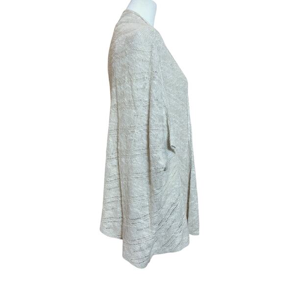 EILEEN FISHER Open Knit Sweater Cardigan Women L Linen Cover Up Flowy Luxury - Picture 7 of 10